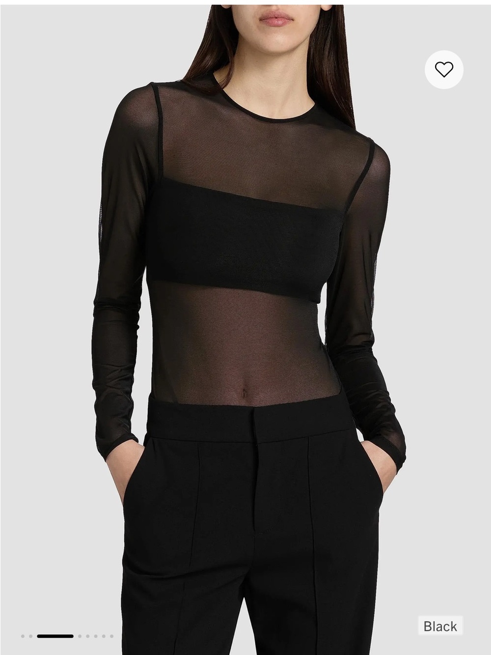 Alice + Olivia Black Sheer Long-Sleeve Mesh Top From Saks 5th